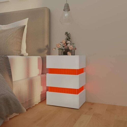 VidaXL LED noćni ormarić bijeli 45 x 35 x 67 od iverice Slike