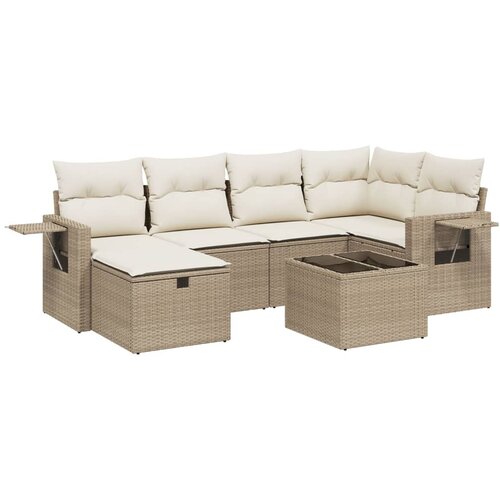  7-dijelni set vrtnih sofa od poliratana s jastucima bež 62 x 62 x 69 cm Slike