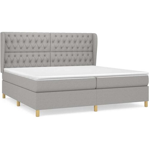  Krevet s oprugama i madracem svjetlosivi 200 x 200cm od tkanine Slike
