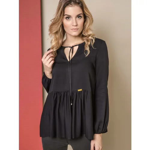 Premium Blouse ONE with wide frill black