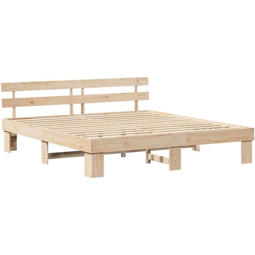 vidaXL Konstrukcija postelje Rjava 200 x 200 cm Trden borov les, (5000022635) Cene