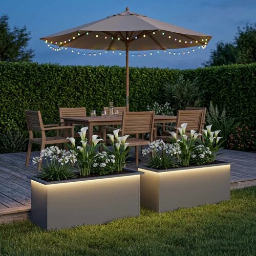  Vrtna posuda za sadnju s LED svjetlom 2 kom. Antracit - Antracit 40 x 100 x 40 cm 2 Slike