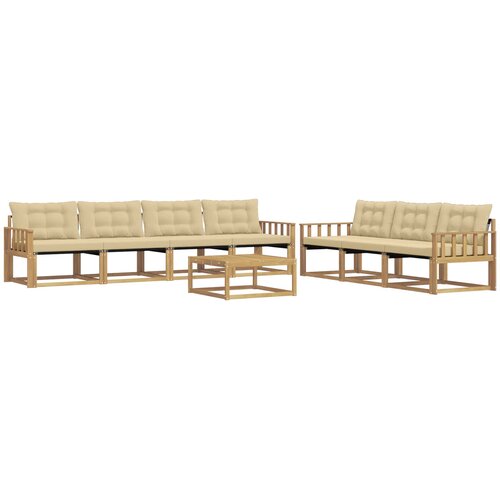  Set vanjskih sofa 8 kom. Bijela i bež Slike