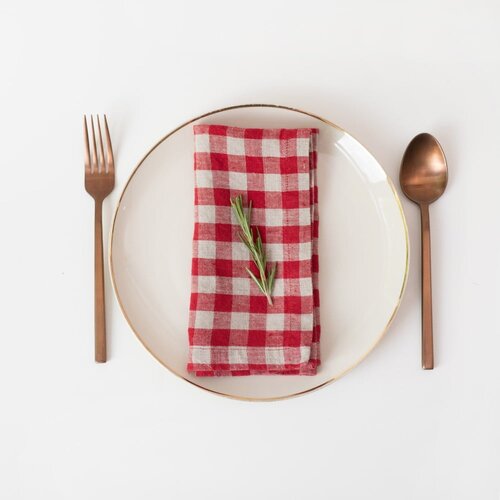 Linen Tales Laneni prtički v kompletu 2 ks Red Gingham – Cene