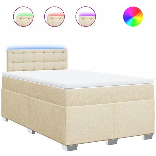 vidaXL Box spring postelja z vzmetnico krem 120x190 cm blago, (21310279) Cene