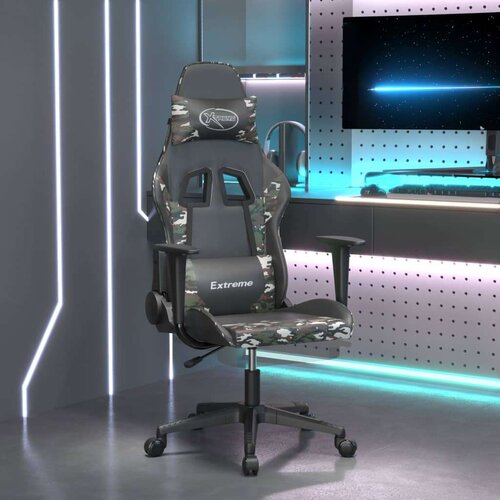  Gaming stol z oporo za noge črno in kamuflažno umetno usnje, (21152243) Cene