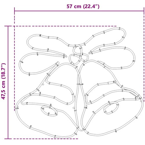  Božićna Zvona s 144 LED svjetlima &amp;Scaron;areni 57 x 47,5 cm PVC Slike