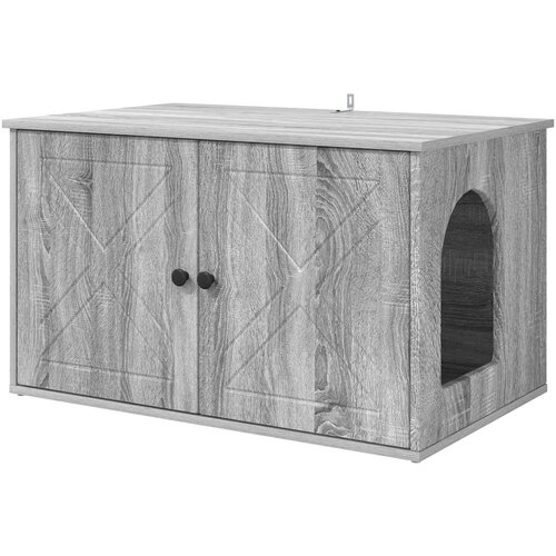 vidaXL Mačja hi&scaron;a Siva Sonoma 85 x 55 x 50 cm Konstruiran les, (5000111166) Cene