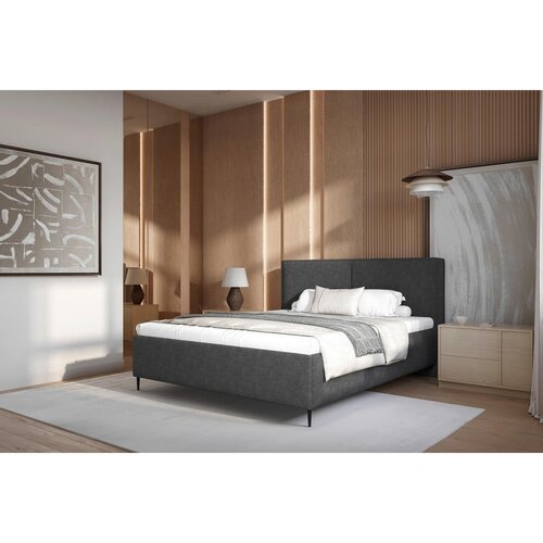 MID.YOU OBLAZINJENA POSTELJA 140 cm x 200 cm , les, tekstil, leseni material antracit Cene