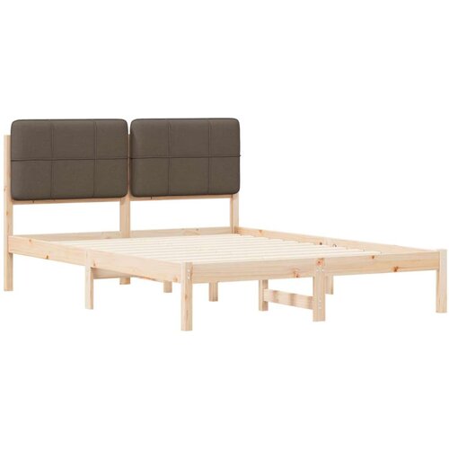  Krevetni okvir s tapiciranim uzglavljem Sivo-smeđa 135 x 190 cm Slike
