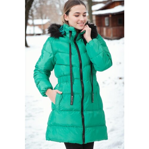 Dewberry Z6764 WOMEN'S COAT-PLAIN GREEN Cene