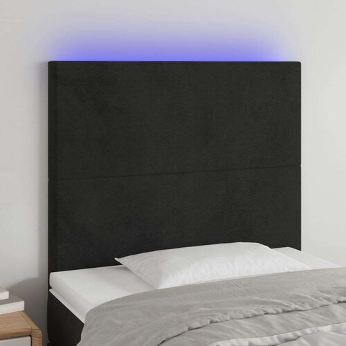 Posteljno vzglavje črno 100x5x118/128 cm žamet, (20793434) Slike