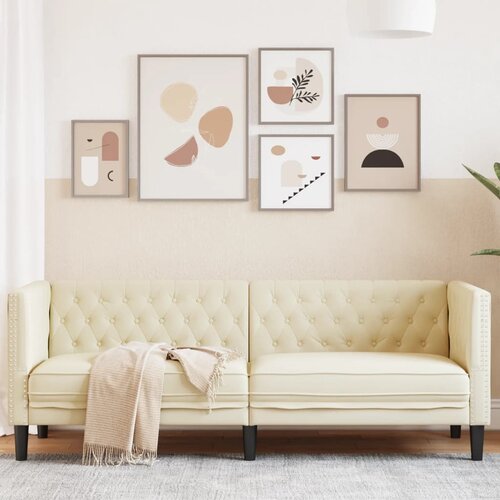 vidaXL Kavč trosed Chesterfield krem umetno usnje Cene