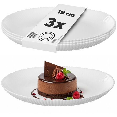 KADAX 3x Desertni krožnik 19 cm Krožniki za torte Rebrasti stekleni krožniki Majhni, (5000355363) Cene