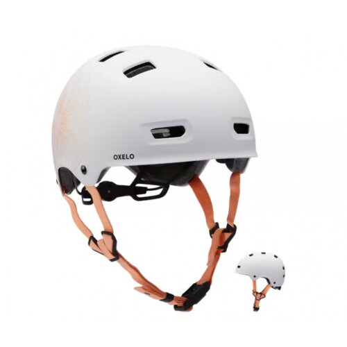 Olimp Sport Oxelo skejtbord kaciga bela sa cvetnom šarom Cene