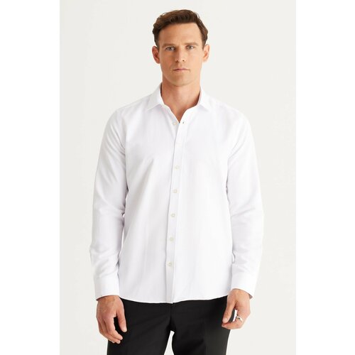 AC&Co / Altınyıldız Classics Men's White Slim Fit Slim Fit Classic Collar Dobby Shirt. Slike