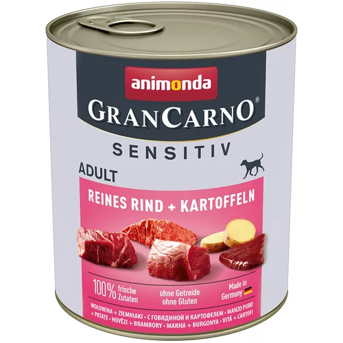 Animonda Varčno pakiranje GranCarno Adult Sensitive 24 x 800 g - Čista govedina in krompir