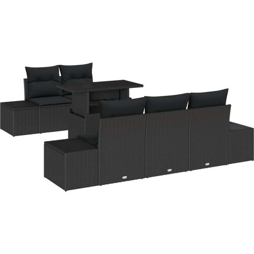  6-dijelni vrtni sofa set s jastučićima crni poli ratan Slike