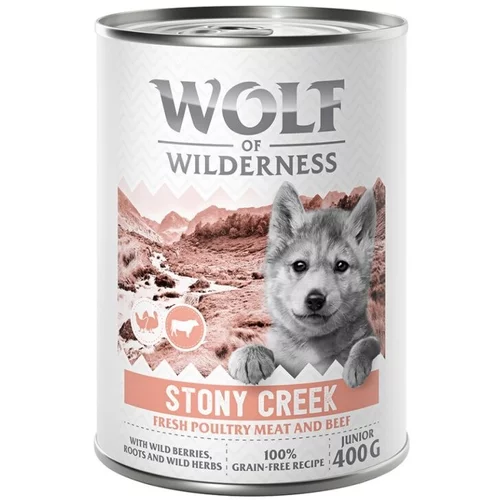 Wolf of Wilderness Junior “Expedition” 6 x 400 g - Stony Creek - perad s govedinom