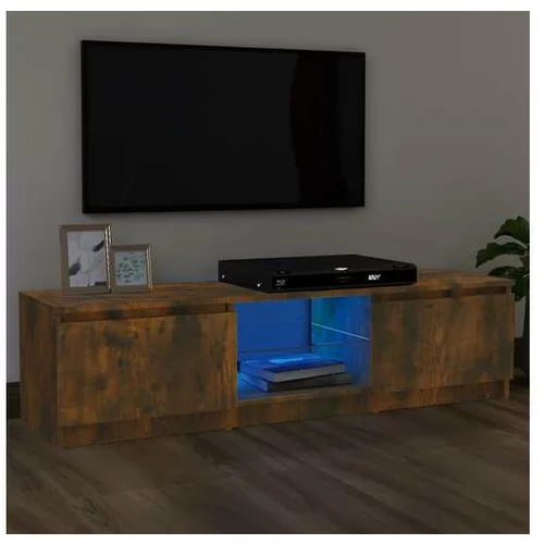  TV omarica z LED lučkami dimljen hrast 120x30x35,5 cm