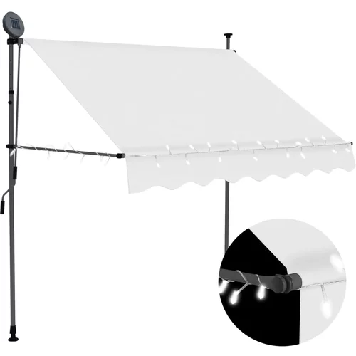 vidaXL Ročno zložljiva tenda z LED lučmi 150 cm krem