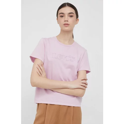 Levi's Bombažen t-shirt vijolična barva