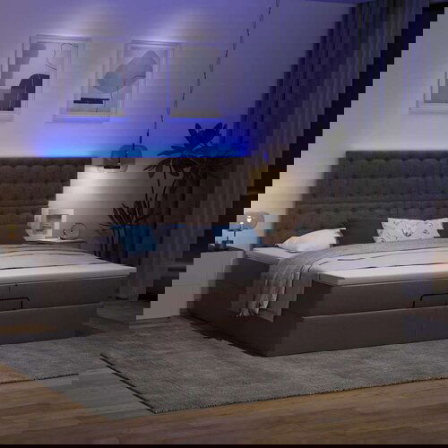  Okvir kreveta s madracima tamnosmeđi 200x200cm tkanine Cene