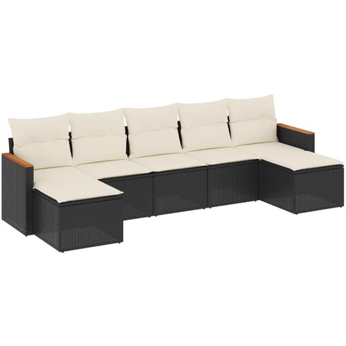  7-dijelni set vrtnih sofa od poliratana s jastucima crni Crna 61 x 62 x 69 cm Slike