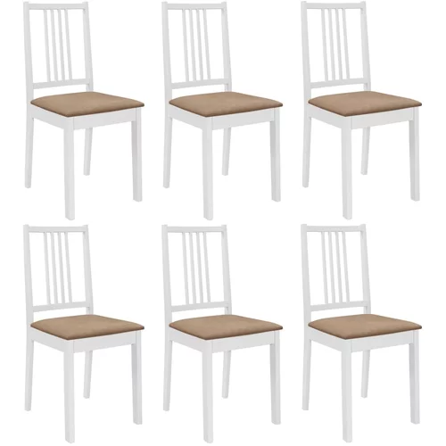 vidaXL Blagovaonske stolice od masivnog drva s jastucima 6 kom bijele