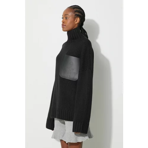 JW Anderson Vuneni pulover za žene, boja: crna, s poludolčevitom, KW1005.YN0144
