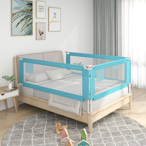 VidaXL Posteljno varovalo za malčke modro 190x25 cm blago Slike