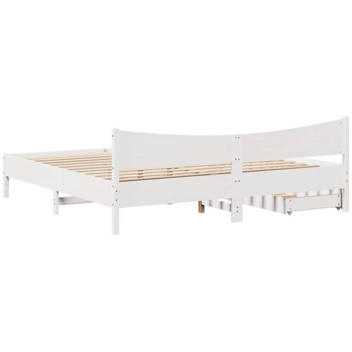  Okvir za krevet s ladice bijeli 180x200 cm od borovine Slike