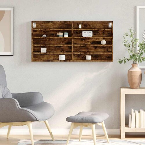  Vitrina boja dimljenog hrasta 100x8,5x50 cm drvena Slike