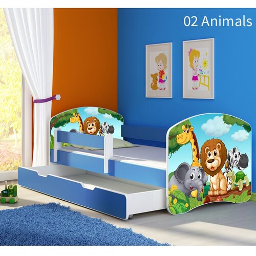ACMA Dječji krevet s motivom, bočna plava + ladica 160x80 cm - 02 Animals Cijene