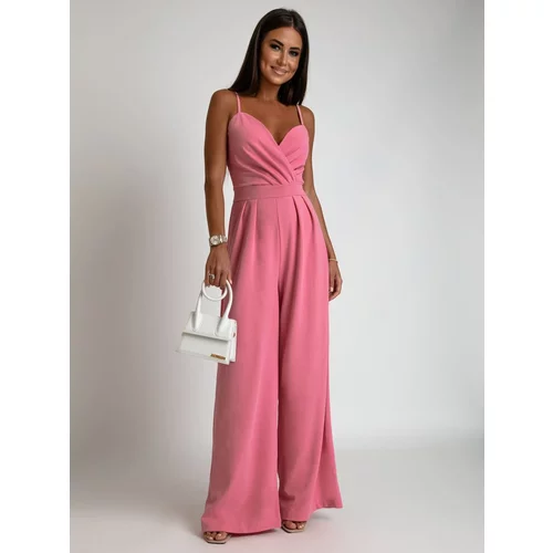 Fasardi Pink jumpsuit with straps and wide legs