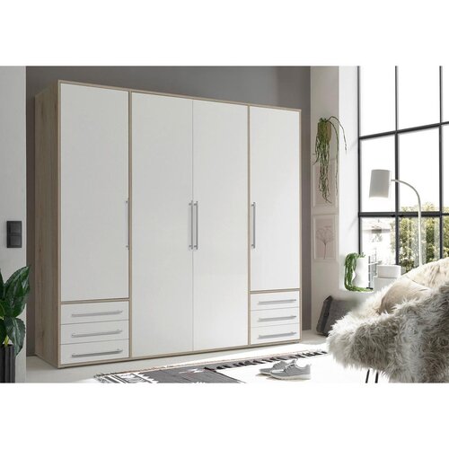 Modern Living omara s klasičnimi vrati lyss, bela, hrast, 206 cm Slike