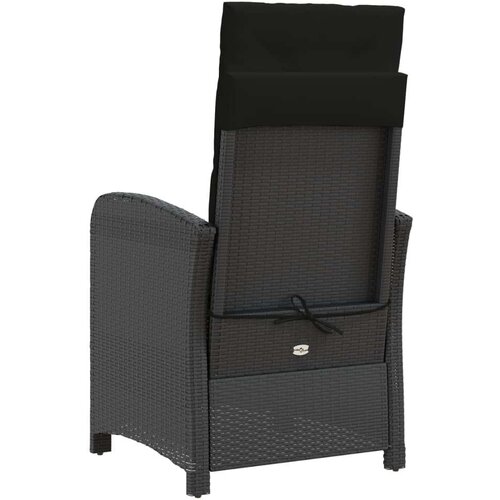  3-dijelni bistro set s jastucima crni od poliratana - Crna 1 Slike