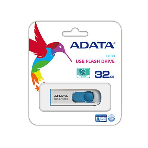 Adata 32GB capless sliding white+blue AC008-32G-RWE usb memorija Slike