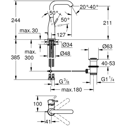 Grohe Essence baterija za umivaonik L &amp;ndash; Size 32628DL1 Slike