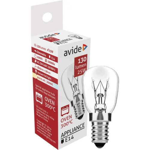 Avide sijalica za pećnicu, 25W, E14, 3000K, 300 °C, IP20