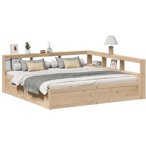 VidaXL Krevet s regalom za knjige bez madraca 200 x 200 cm od borovine Slike