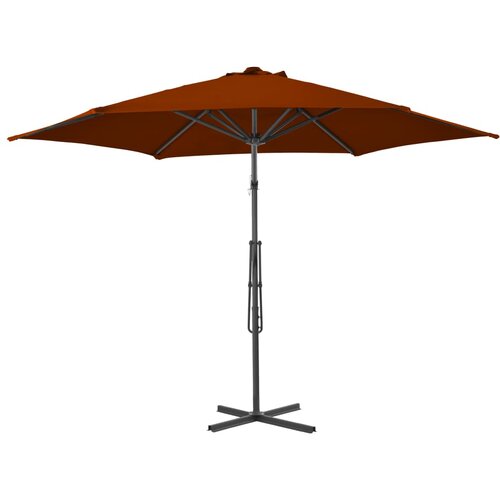  Vrtni suncobran s čeličnim stupom 300 x 230 cm terakota Slike