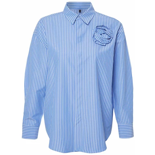 Trendyol Limited Edition Blue Striped Rose Detailed Woven Shirt