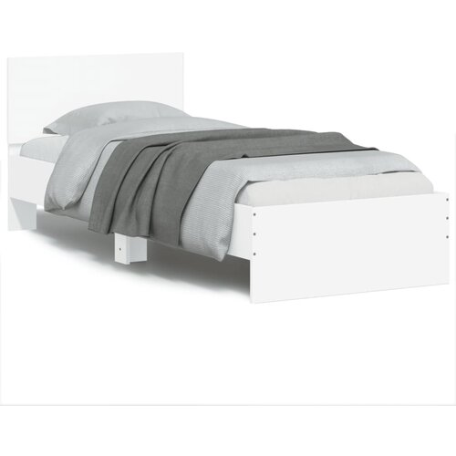 VidaXL Posteljni okvir z vzglavjem bel 75x190 cm inženirski les Slike
