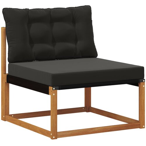  Set vanjskih sofa 7 kom. Prirodna i crna Čvrsto drvo akacije Slike