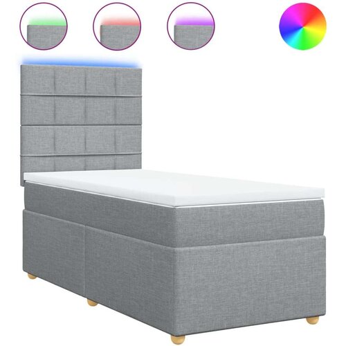vidaXL Box spring postelja z vzmetnico svetlo siv 100x200 cm blago, (21292081) Cene