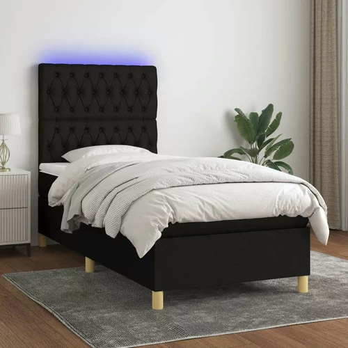  Box spring postelja z vzmetnico LED črna 100x200 cm blago, (20846777)