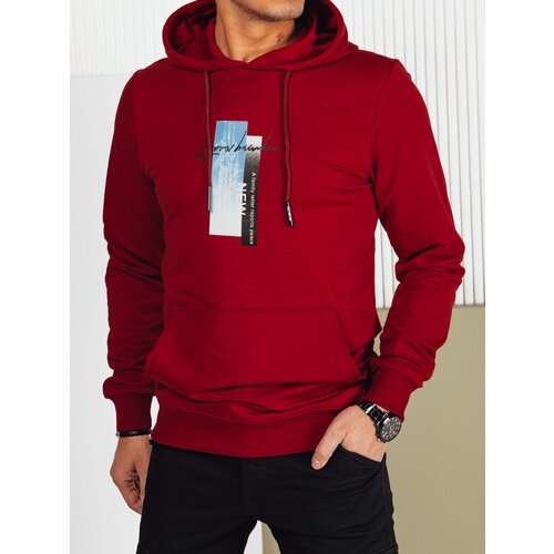DStreet Bluza męska z kapturem bordowa Slike