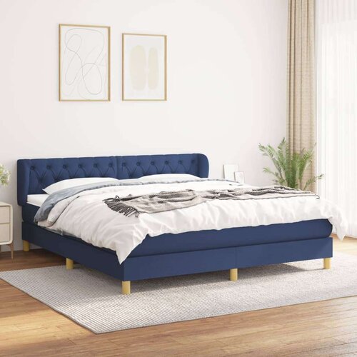  Box spring postelja z vzmetnico modra 160x200 cm blago, (20895578) Slike