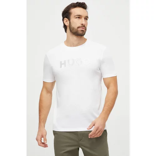 Hugo Pamučna majica za muškarce, boja: bijela, s tiskom